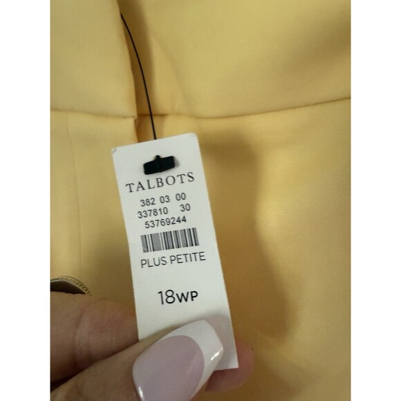 Talbots High Waist Hampshire Ankle Pants Womens 18W Petite Yellow Stretch New - Picture 3 of 9
